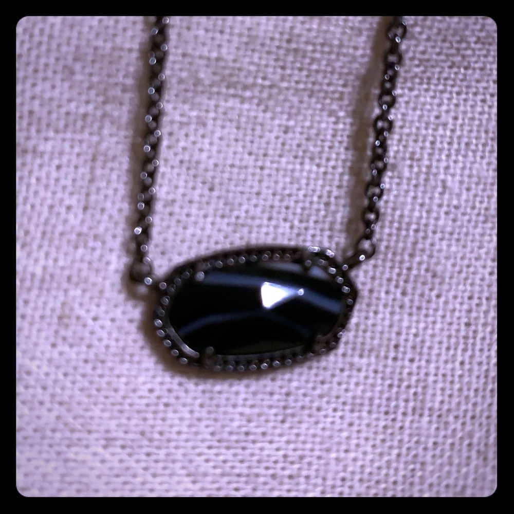 Kendra Scott Elisa Necklace Gunmetal Black Agate